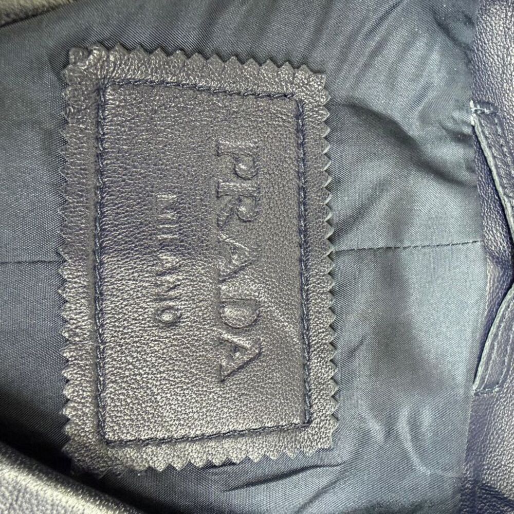 Prada Single-Breasted Coat with Pockets in Black Lamb Leather - Picture 5 of 6